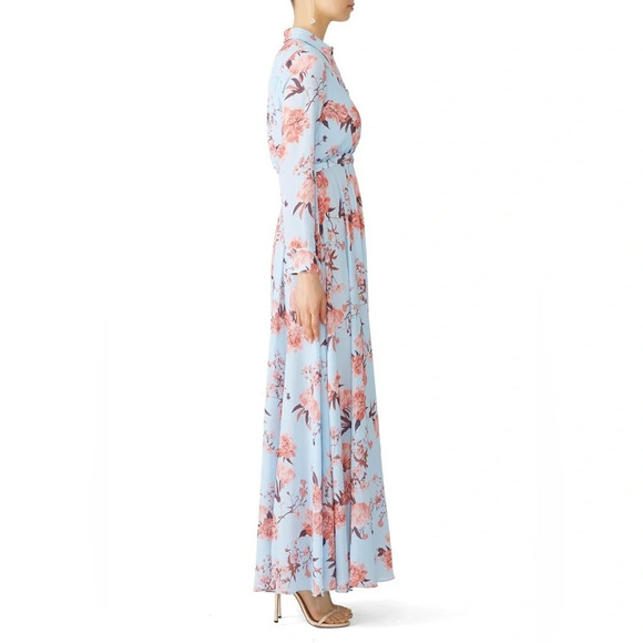 Fame and Partners - The Orianna Maxi - Blue Floral Long sleeve Dress- US 0 - RTR - Picture 2 of 12